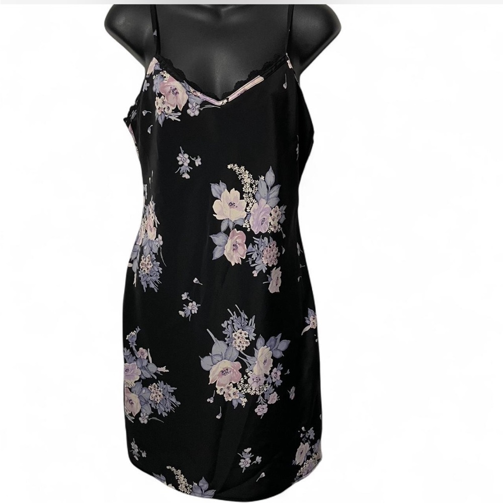 Floral Black Slip Dress